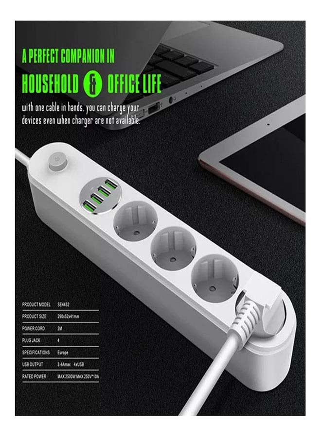 Smart Strip Control Power Cord 4 Socket Outlets White 290x52x41mm - v1653888587/N51295640A_5