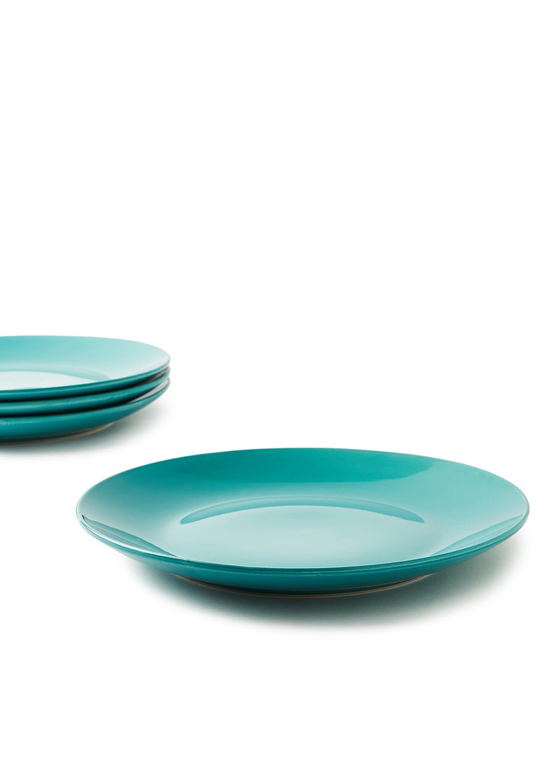 Noon East 4 Piece Stoneware Dinner Plates Set - Dishes - Plates - Plate Set - Dinner Set - Ceramic Plate - Dinner Plate - Serves 4 - Fresh Teal Fresh Teal 10.5inch  - Image 4