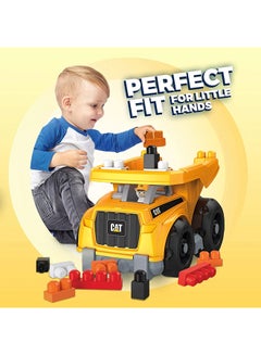 Mega Bloks DCJ86 Cat Toddler Blocks Building Toy Set, Large Dump Truck with 25 Pieces and Storage, Yellow, Ages 1+ Years 25 2+ Years  - Image 3