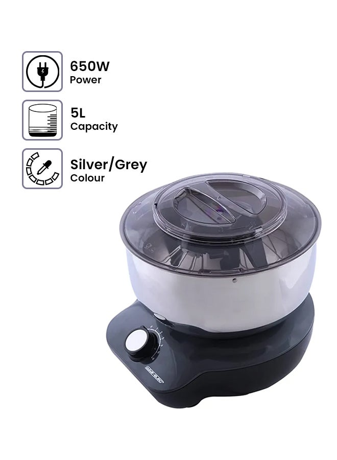 ألسيف إليك خلاط طعام احترافي كهربائي كراون سعة 5 لتر وقدرة 650 وات 5.0 L 650.0 W E02221/GY رمادي فضي - Image 1