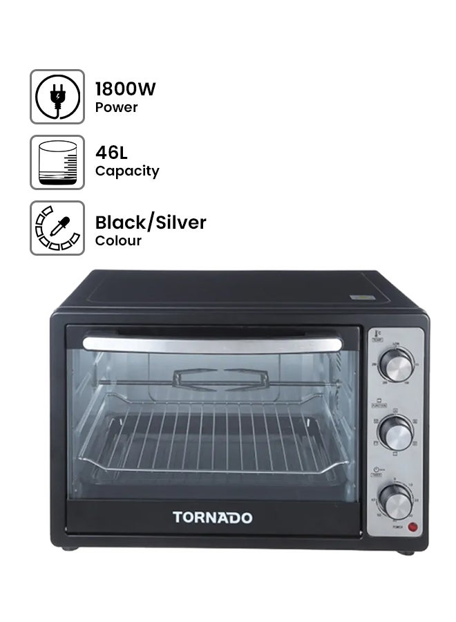 TORNADO Electric Oven Grill 46 L 1800 W TEO-46NE(K) Black / Silver  - Image 1