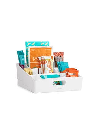 YouCopia 3 Packet And Snack Shelf Bin Tiered Packet And Snack Bin Organizer for Kitchen Cabinet Pantry, Large, White, 50244 White 27.3x23.6x13cm - v1653986911/N40396943A_1