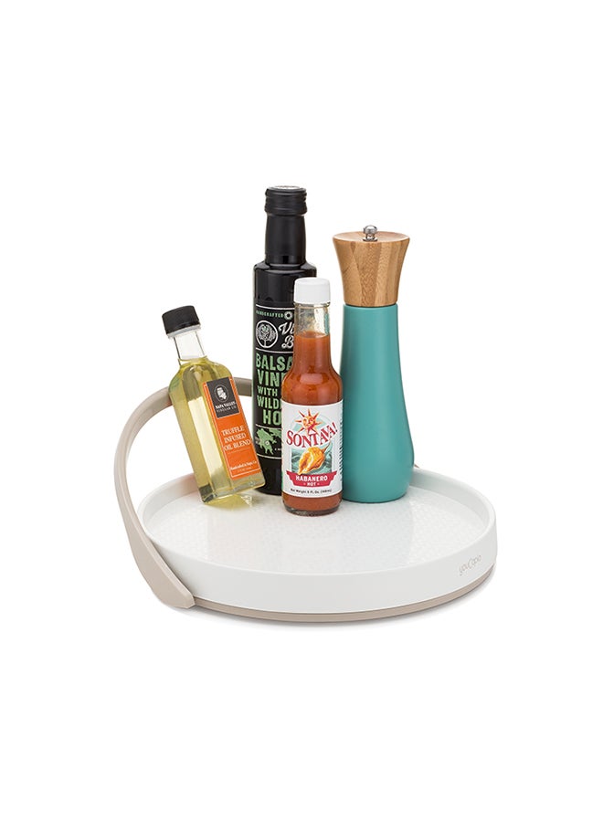 YouCopia YouCopia Crazy Susan Cabinet Turntable Organizer With Backstop, 11", White, 50238 White/Beige 27.4x28.7x11.4cm  - Image 1