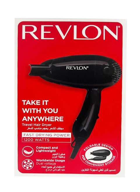 1200 W Voyage Travel Folding Hair Dryer Black