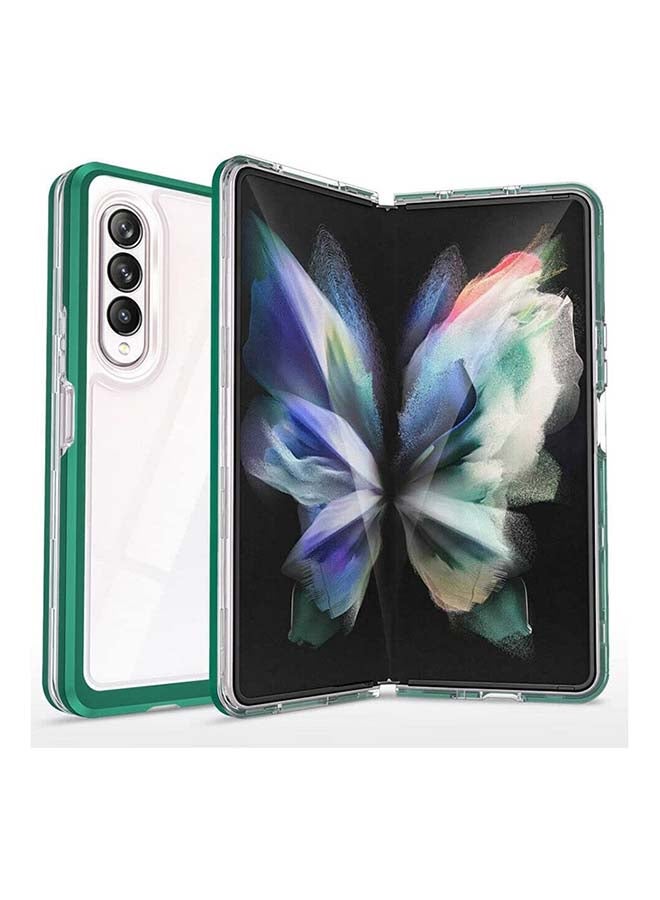 MARGOUN Clear Hybrid Case for Samsung Galaxy Z Fold 3 5G Shockproof Soft TPU Cover with Anti-Drop Hard PC Bumper 7.6 inch Green  - Image 1