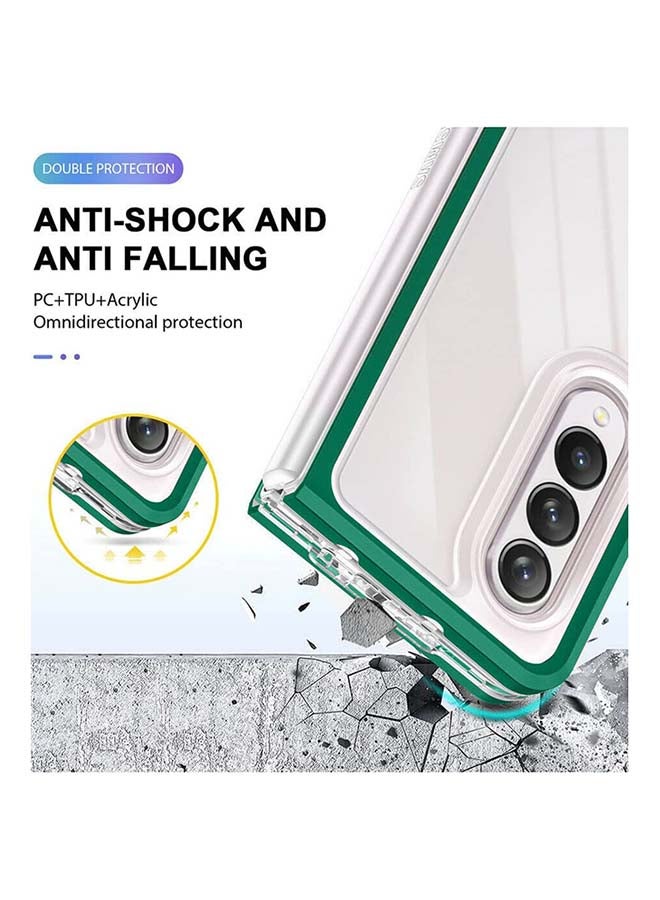 MARGOUN Clear Hybrid Case for Samsung Galaxy Z Fold 3 5G Shockproof Soft TPU Cover with Anti-Drop Hard PC Bumper 7.6 inch Green  - Image 2