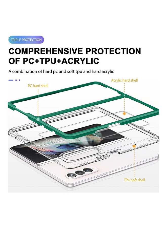 MARGOUN Clear Hybrid Case for Samsung Galaxy Z Fold 3 5G Shockproof Soft TPU Cover with Anti-Drop Hard PC Bumper 7.6 inch Green  - Image 3