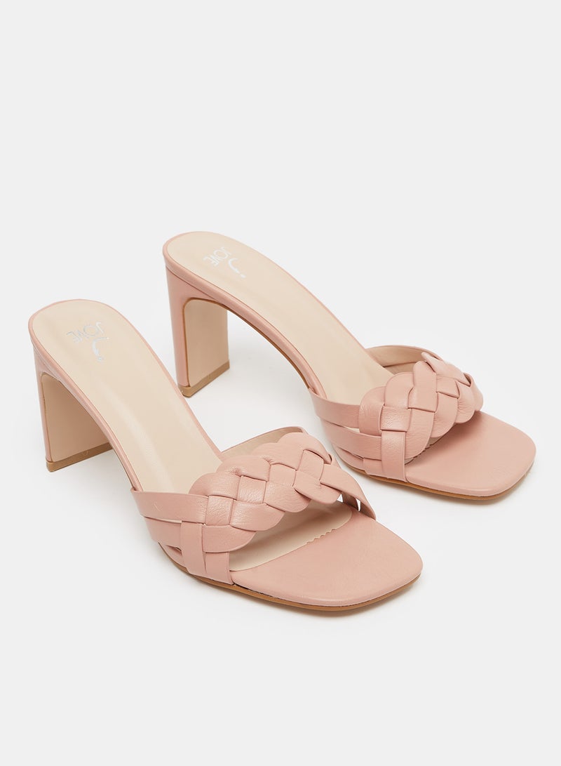 Jove Fashionable Casual Heeled Sandals Nude Pink - Image 3
