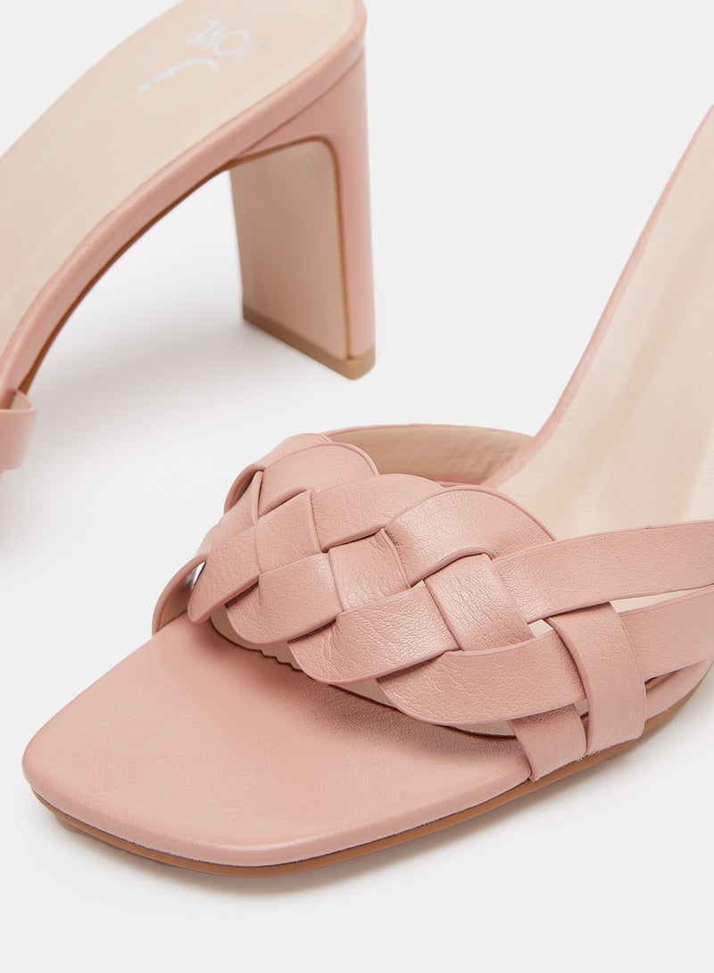 Jove Fashionable Casual Heeled Sandals Nude Pink - Image 4