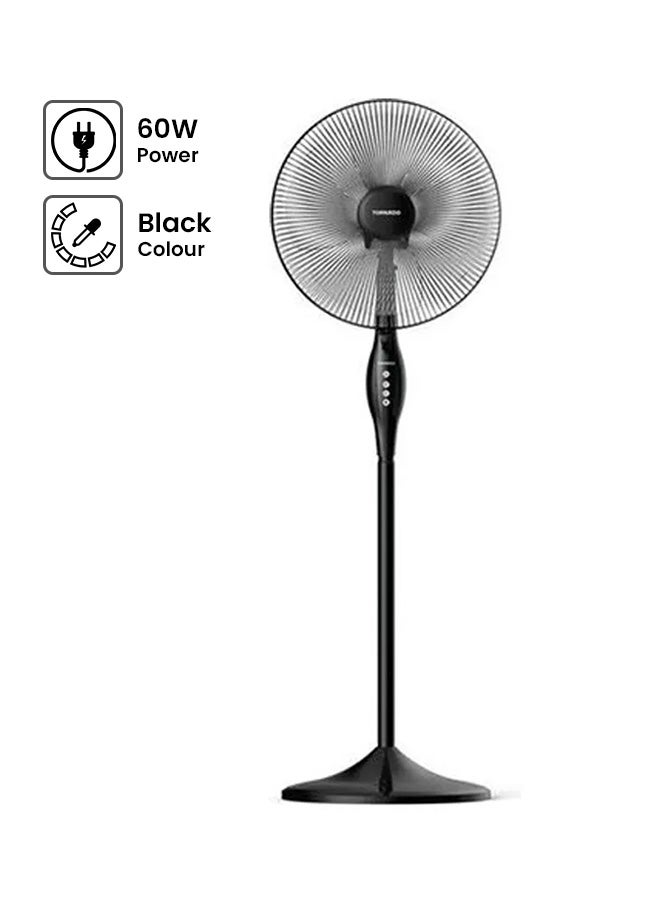 TORNADO - Stand Fan 16 Inch With 4 Plastic Blades And 3 Speeds 60.0 W TSF-16W Black - Image 1