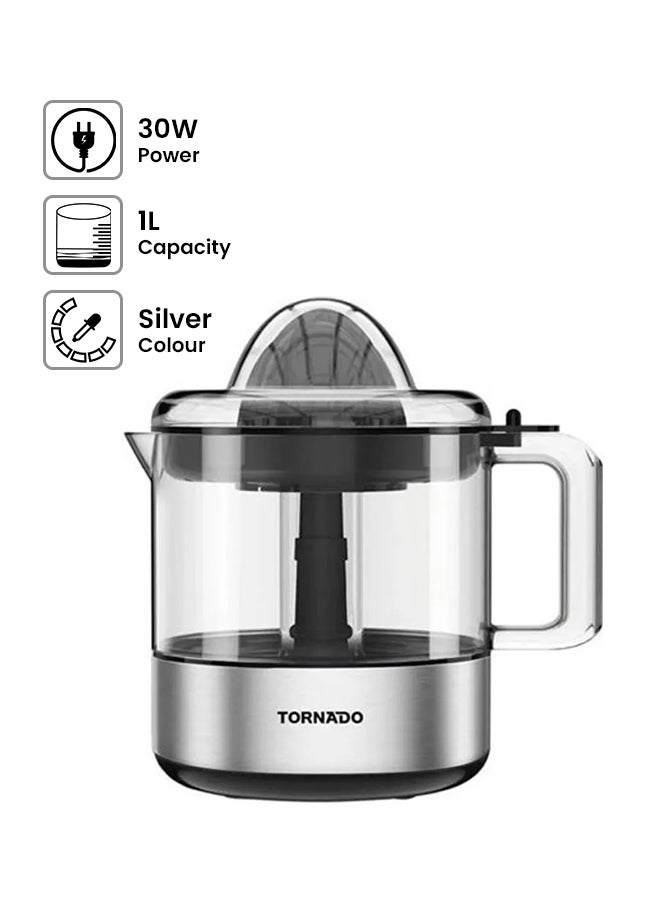 TORNADO Citrus Juicer 30 Watts 1 Liter And 2 Filters 1.0 L 30.0 W CJ-30T Silver 
