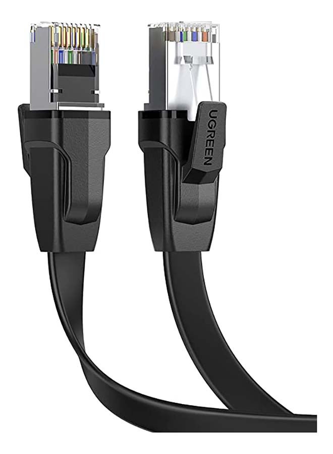 Ugreen Ethernet Cable Flat CAT 8 40Gbps 2000MHz PoE LAN RJ45 Cord Gigabit Internet Network Wire Compatible with Xbox One PS4/5 Router Modem TV Raspberry Hub -2M Black  - Image 1