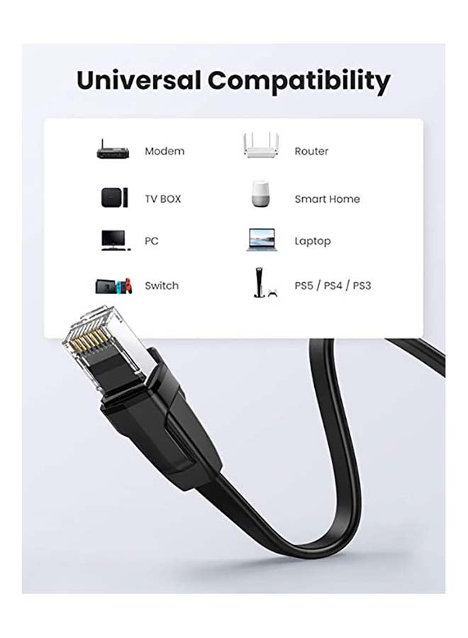Ugreen Ethernet Cable Flat CAT 8 40Gbps 2000MHz PoE LAN RJ45 Cord Gigabit Internet Network Wire Compatible with Xbox One PS4/5 Router Modem TV Raspberry Hub -2M Black  - Image 4