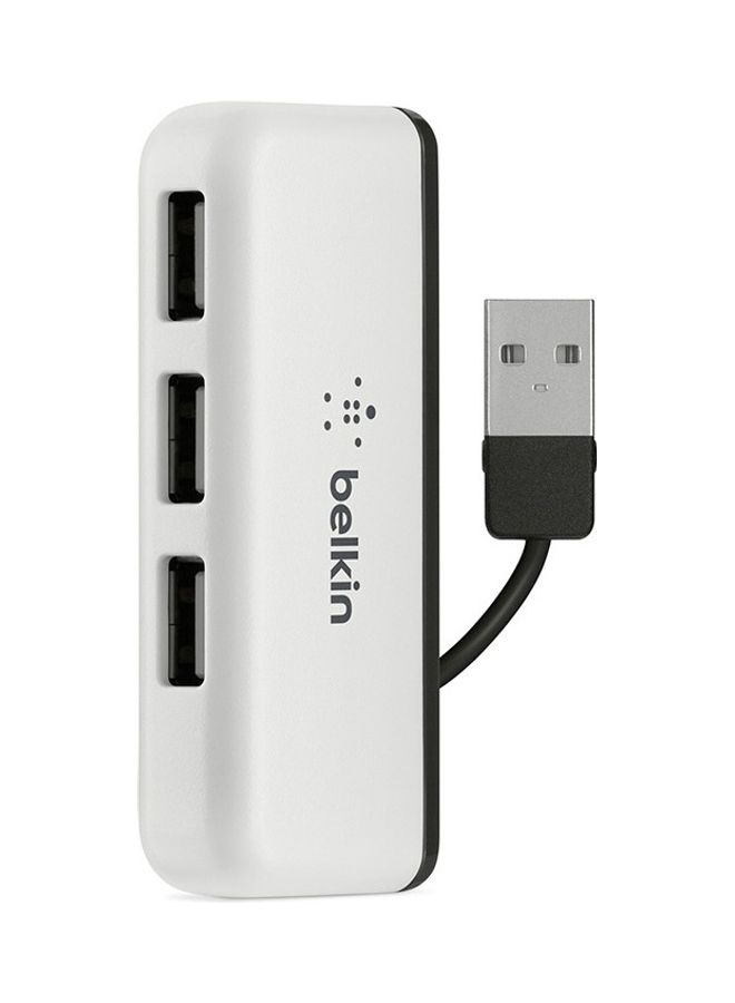 belkin Belkin Travel 4-Port USB 2.0 Hub with Built-In Cable Management (White) White  - Image 3