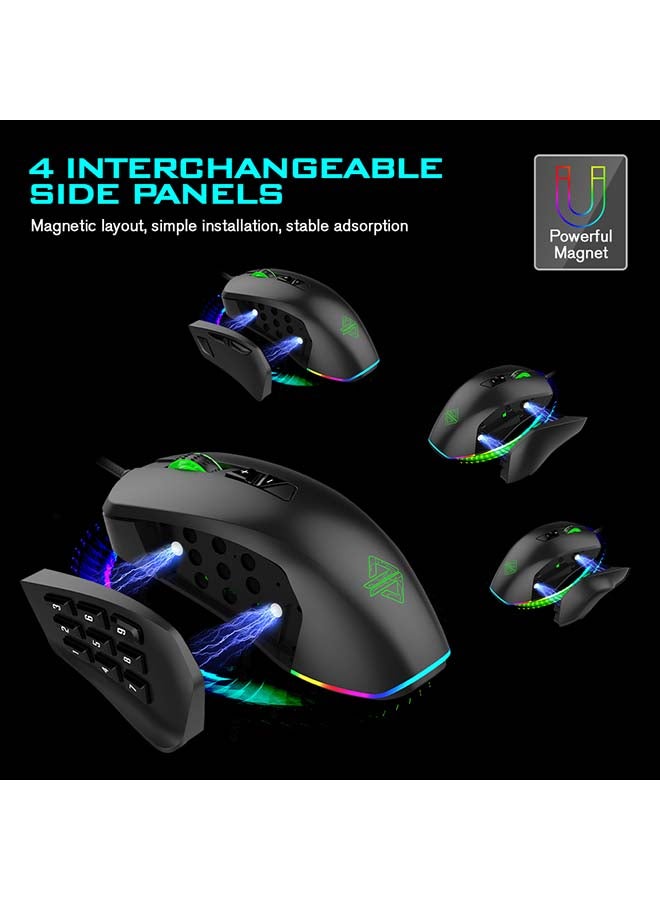 Ajazz GTI Gaming 5000DPI Adjustable 3/9 Buttons RGB Lighting Optical USB Wired Mouse Grey - Image 4