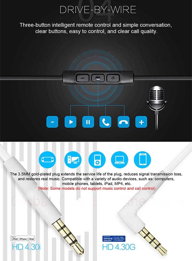 Sennheiser - HD 4.30i Over-Ear Headphones Wired Stereo Music Earphone Foldable Sport Bass Headset for iOS Android Devices White - Image 1