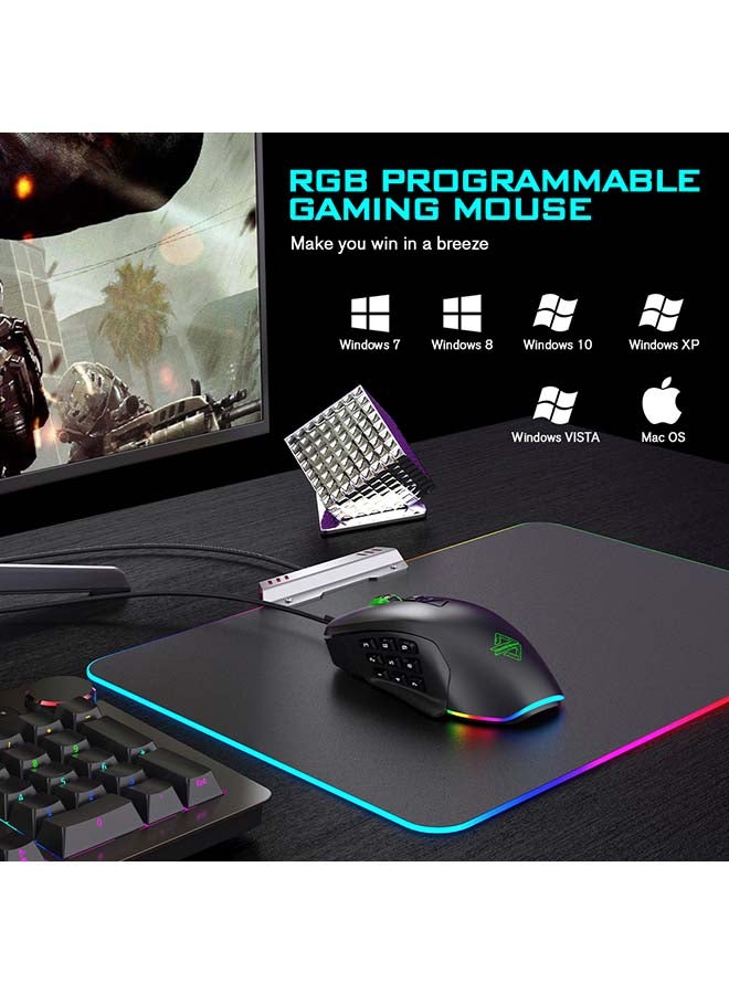 Ajazz GTI Gaming 5000DPI Adjustable 3/9 Buttons RGB Lighting Optical USB Wired Mouse Grey - Image 5