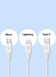 ROMOSS CB251V 3 in 1 Charge and Data Cable Lightning, Type-C and Micro USB Fast Charge Cable 3.5A White  - Image 5