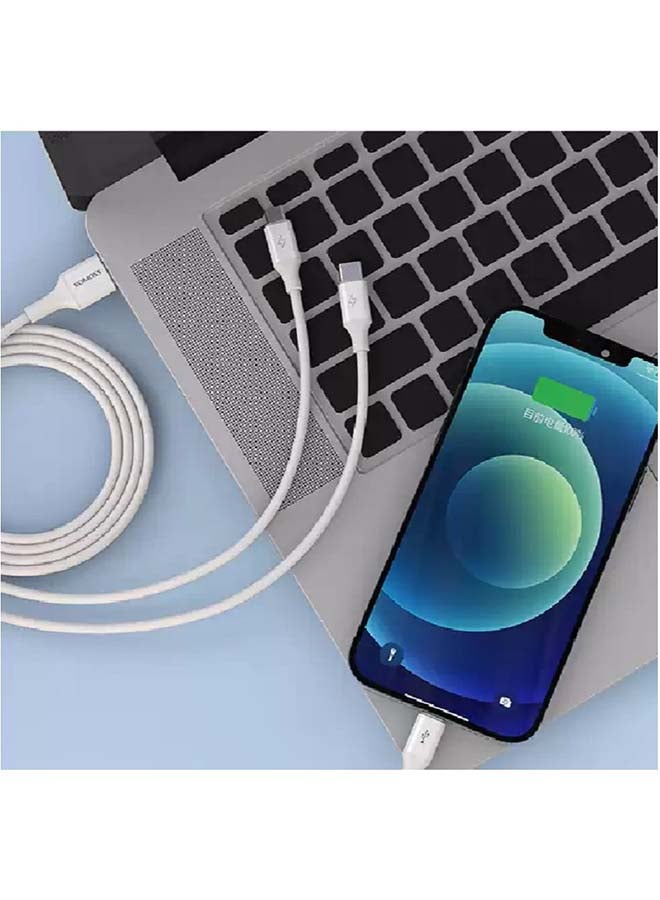 ROMOSS - CB251V 3 in 1 Charge and Data Cable Lightning, Type-C and Micro USB Fast Charge Cable 3.5A White - Image 1