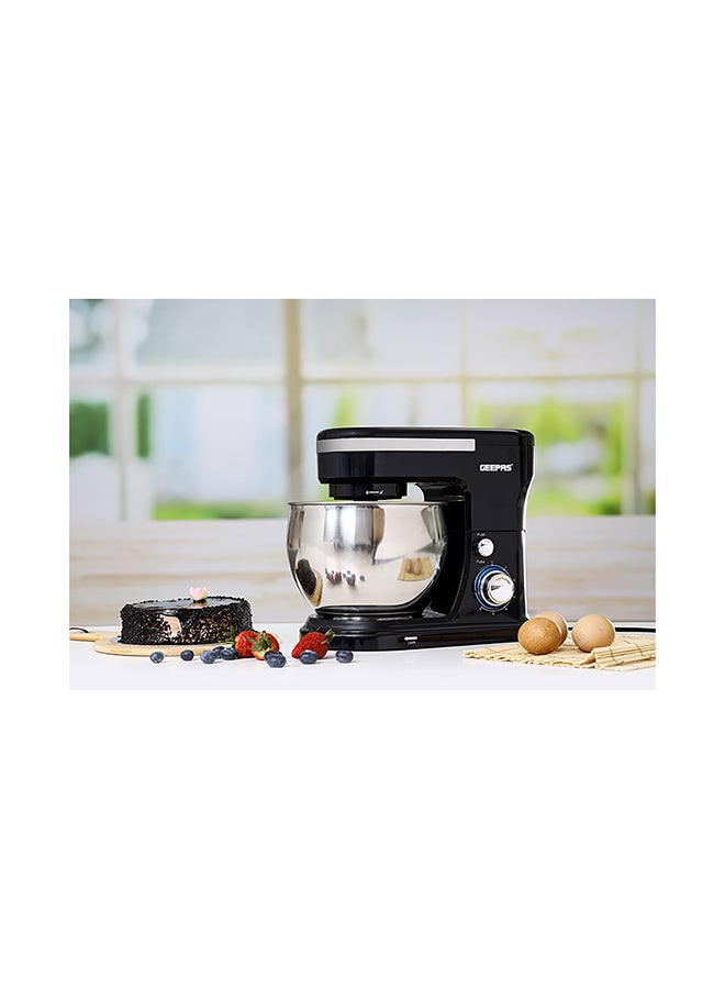 GEEPAS - 2 in 1 Electric Hand & Stand Mixer | 5L Stainless Steel Mixing Bowl for Bread & Dough | 6 Speed Control, Eject Button, Turbo Function | A Pair of Beaters & Dough Hooks 5 L 1000 W GSM43038UK Black - Image 1