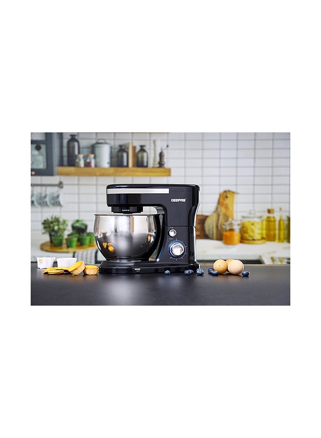 GEEPAS - 2 in 1 Electric Hand & Stand Mixer | 5L Stainless Steel Mixing Bowl for Bread & Dough | 6 Speed Control, Eject Button, Turbo Function | A Pair of Beaters & Dough Hooks 5 L 1000 W GSM43038UK Black - Image 1