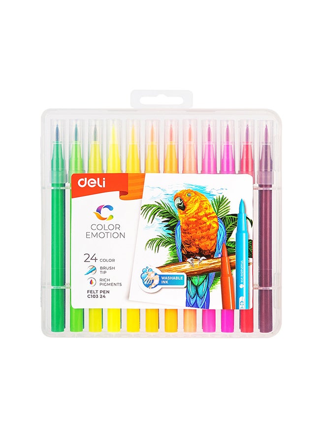 Deli 24-Piece Water Color Felt Pen Set Multicolour - Image 1