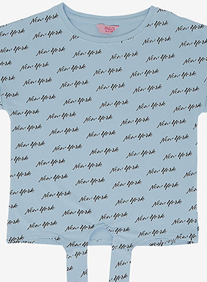 أر أند بي - تي شيرت بنقش مطبوع يزينه بالكامل أزرق - Image 1