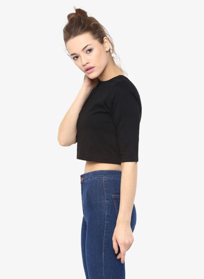 Miss Chase Stylish Boat Neck Blouse Black  - Image 1