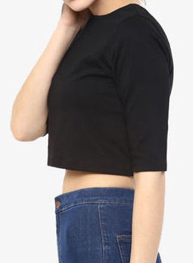 Miss Chase Stylish Boat Neck Blouse Black  - Image 3