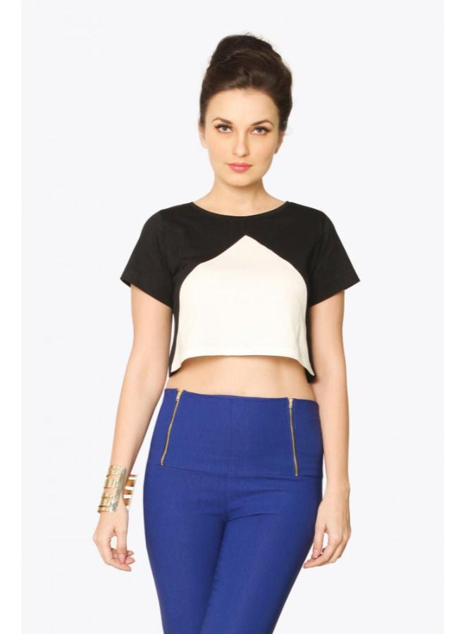 Miss Chase - It Like Its Hot Crop Top Black/White - Image 1