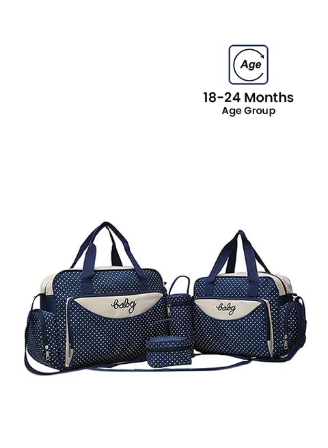 4-Piece Multifunctional Baby Traveling Diaper Bag Set, 100% Polyester - Dark Blue