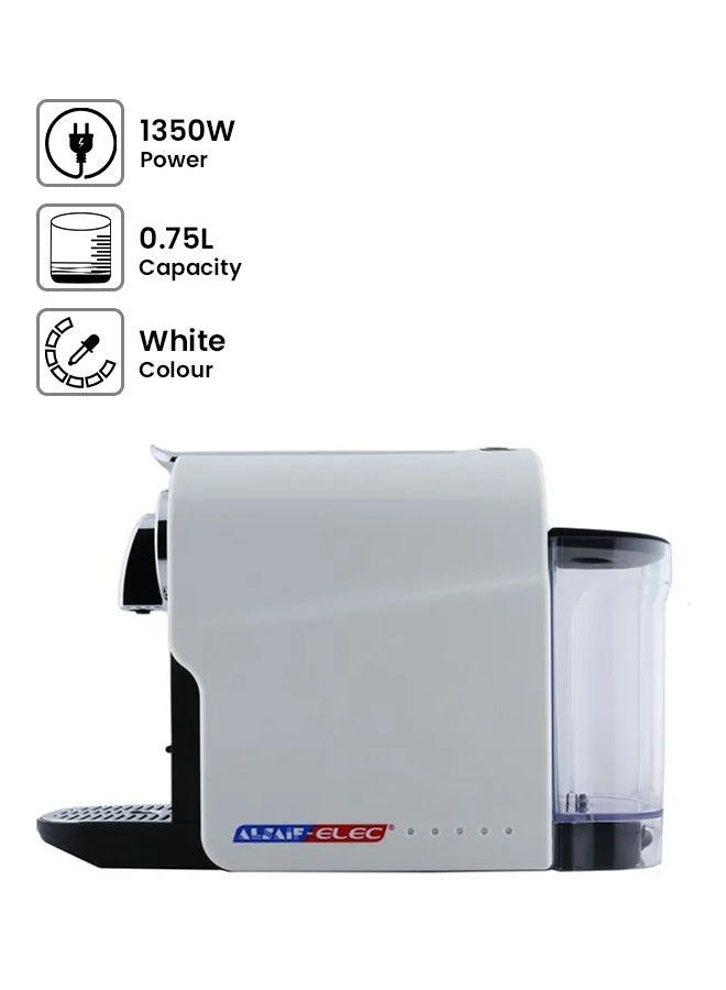 ألسيف إليك ماكينة صنع القهوة بالكبسولات 0.75 L 1350 W 91617/W أبيض