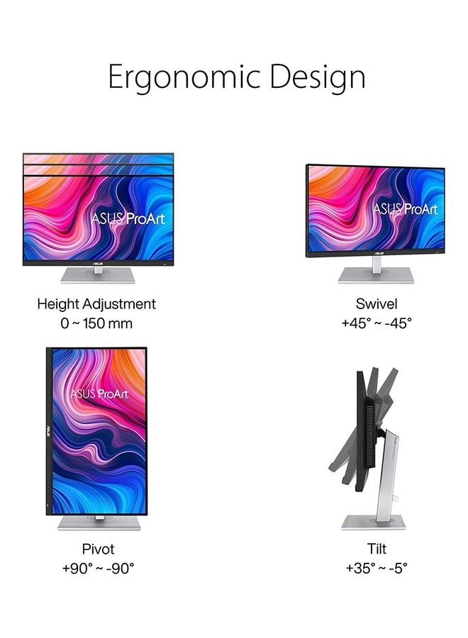 ASUS - 27 inch ProArt 4K HDR UHD (3840 x 2160) Monitor, IPS, 100% sRGB/Rec. 709, USB-C DisplayPort HDMI USB Hub, Calman Verified, Tilt Pivot Swivel Height Adjustable | Creative/Creator focus/Color focus | 90LM06M1-B01170 PA279CV Black/Silver - Image 1