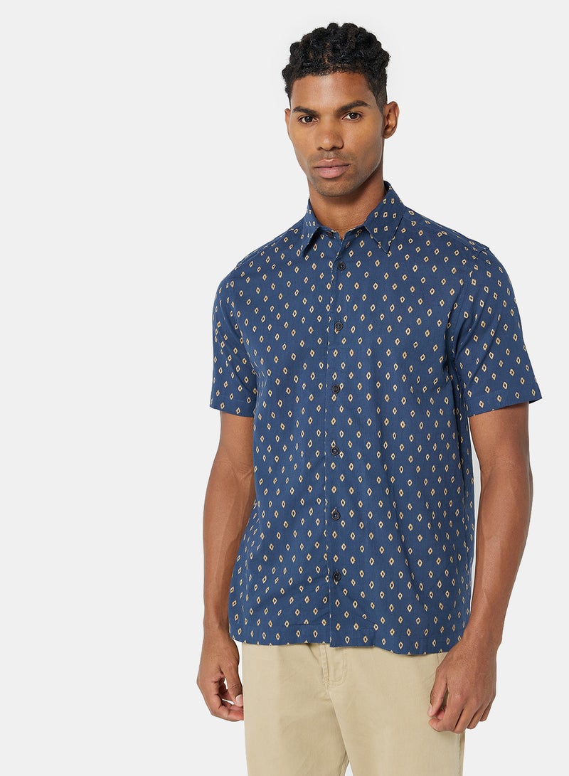 Ted Baker - Diamond Print Shirt Navy - Image 1