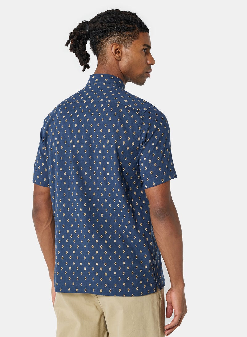 Ted Baker - Diamond Print Shirt Navy - Image 1