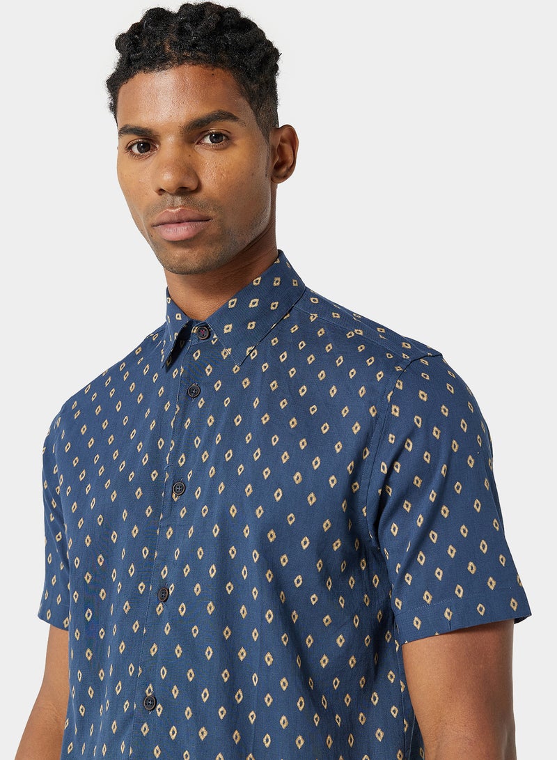 Ted Baker - Diamond Print Shirt Navy - Image 1