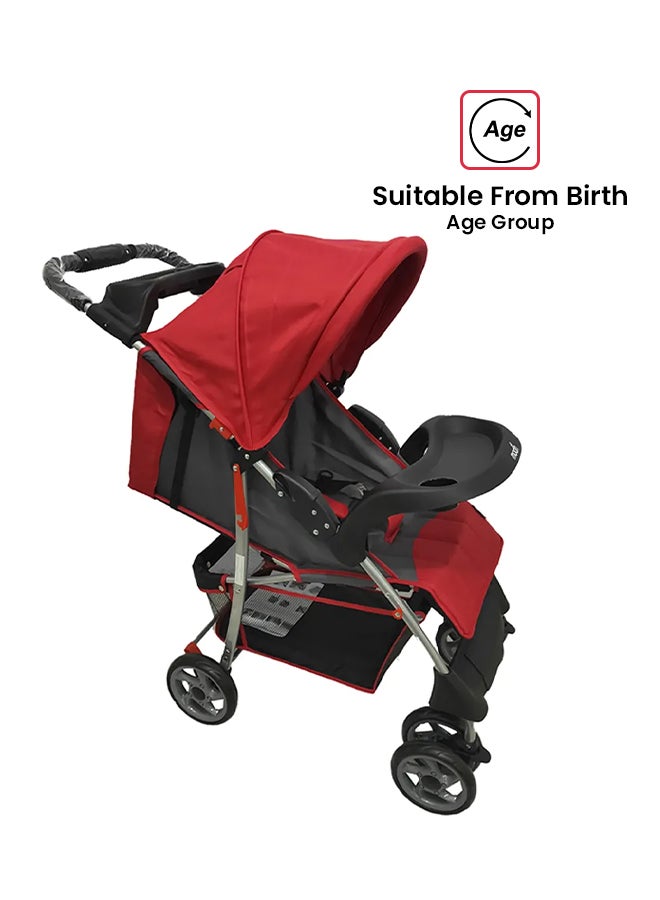 Moon - Easy  One Hand Fold Stroller, Multi-Postion Reclining Seat For Infant -Fire Red - Image 1