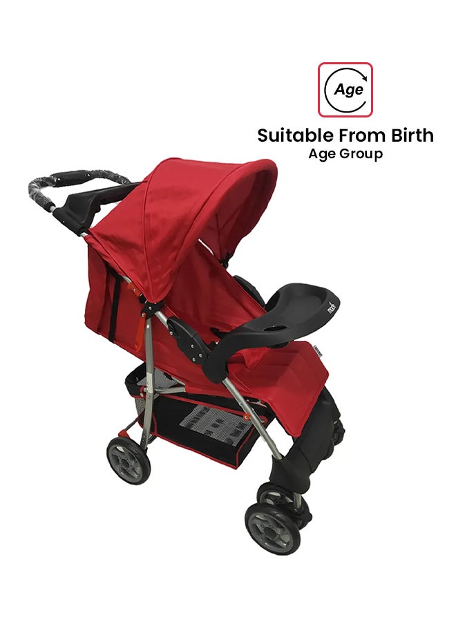 Moon Easy  One Hand Fold Stroller, Multi-Postion Reclining Seat For Infant -Red Melange  - Image 1