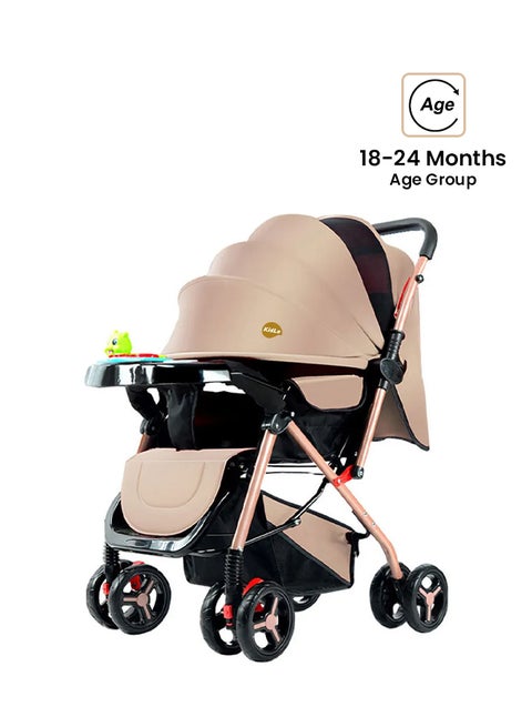 Two Way Push Baby Stroller With Adjustable Handles Brown