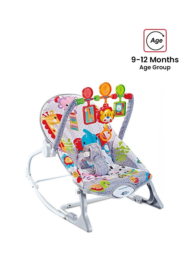 Kidle Baby Rocking Chair With Backrest Recliner, Soft Padded Crotch Strap, and Detachable Toy Bar - Image 1
