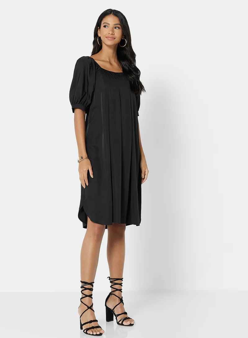 VERO MODA Square Neck Midi Dress Black