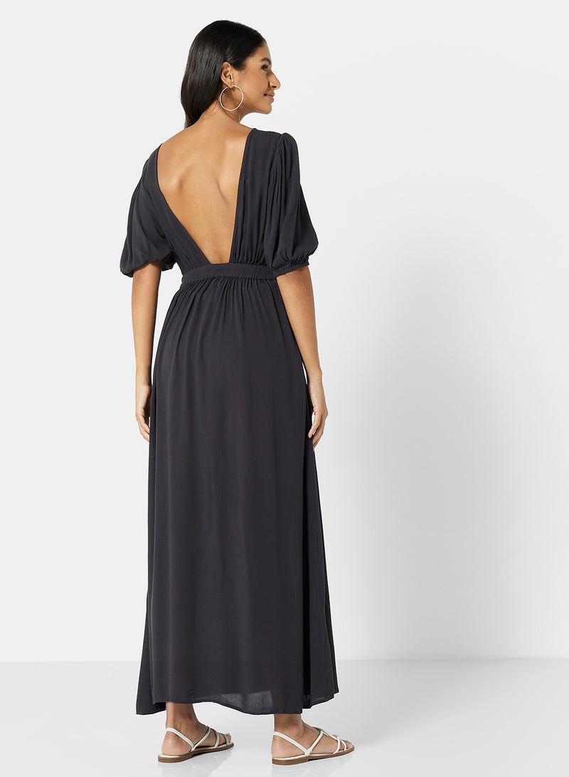 VERO MODA - Puff Sleeve Maxi Dress Phantom - Image 1