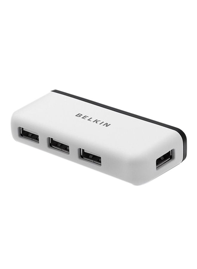 belkin Belkin Travel 4-Port USB 2.0 Hub with Built-In Cable Management (White) White  - Image 1
