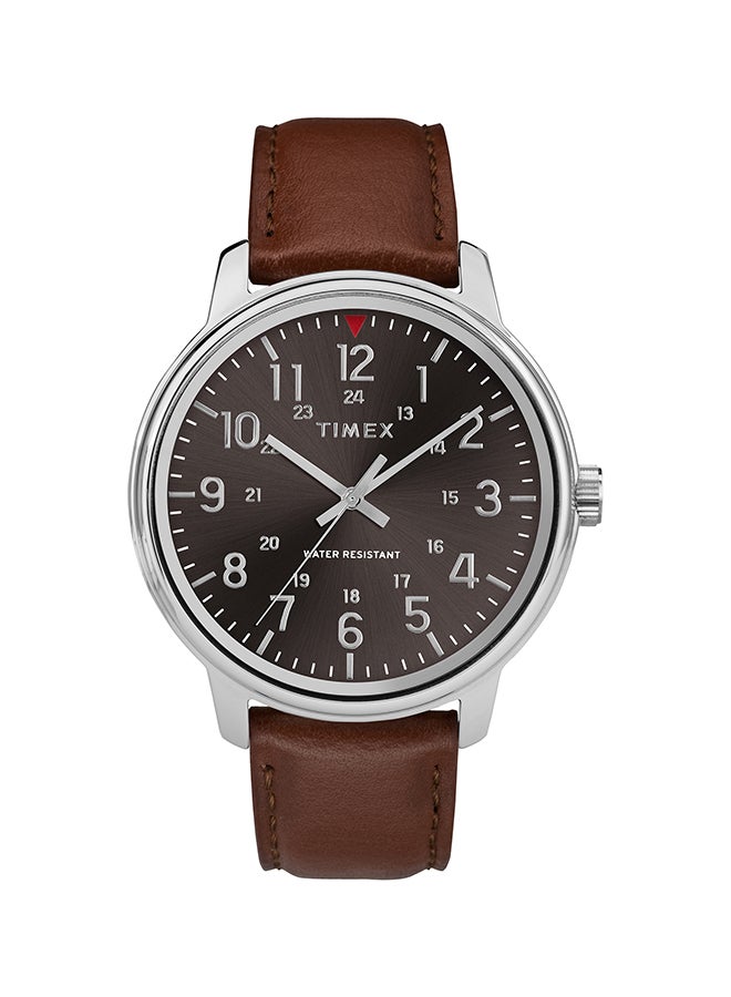 TIMEX Men's Water Resistant Leather Analog Watch TW2R85700 - Image 1
