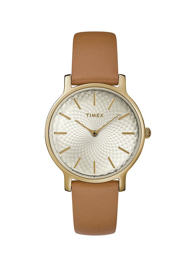 TIMEX Women's Leather Strap Analog Wrist Watch TW2R91800 - Image 1