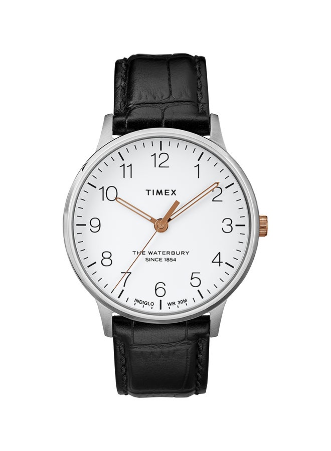 تيميكس ساعة يد بعقارب وسوار من الجلد طراز TW2R71300 للرجال - Image 1