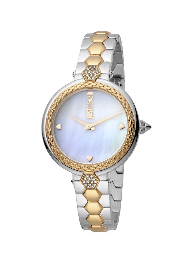 جاست كافالي ساعة يد كوارتز بعقارب وسوار من الستانلس ستيل طراز JC1L128M0595 للنساء - Image 1