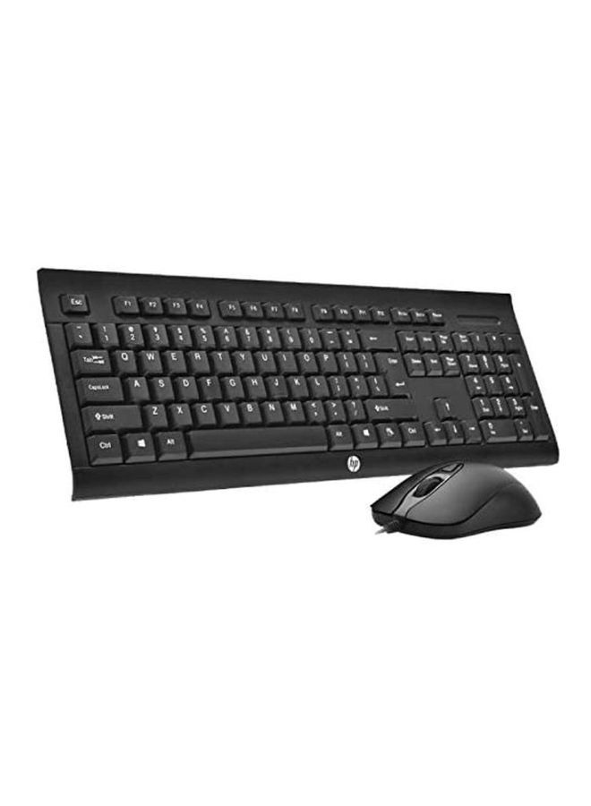 HP - KM100 Gaming Wired Keyboard and Mouse, 104 Keys, 8x RED Replaceable Keys, Water-Proof Design, Infrared Optical Tracking, Up to 1600 DPI, 1.5m Cable Length, English Layout | 1QW64AA#UUF-ENG Black - Image 1
