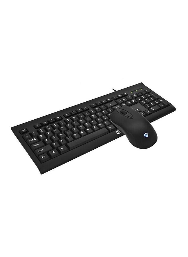 HP - KM100 Gaming Wired Keyboard and Mouse, 104 Keys, 8x RED Replaceable Keys, Water-Proof Design, Infrared Optical Tracking, Up to 1600 DPI, 1.5m Cable Length, English Layout | 1QW64AA#UUF-ENG Black - Image 1