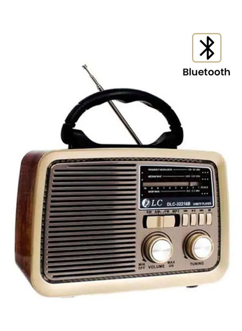 Bluetooth Portable Radio 32216B Brown/Gold/Black